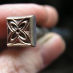 012-03 Square flower in frame Leather stamp - Image 3