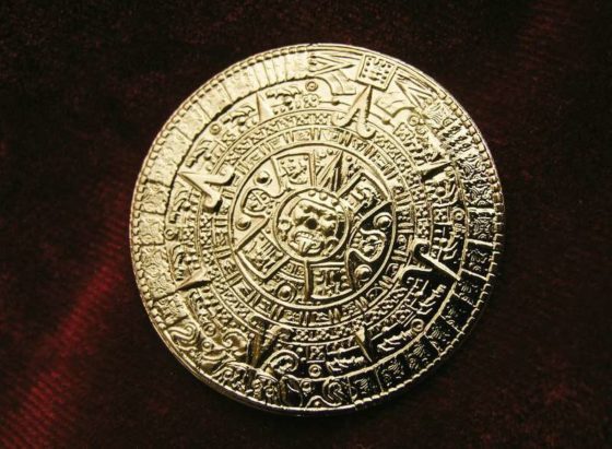 Face for watch - Aztec calendar, gold plated