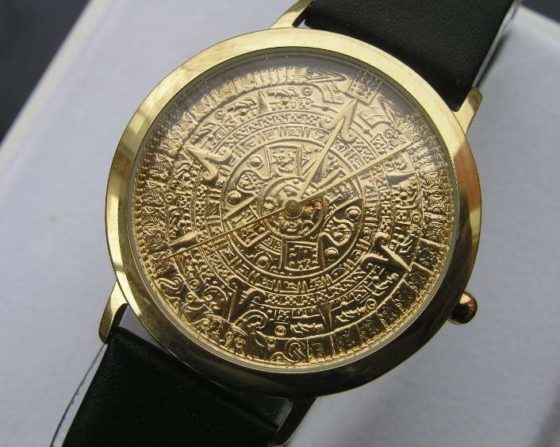 Face for watch - Aztec calendar, gold plated - Image 2