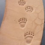 Bear paws prints on veg tanned cow hide