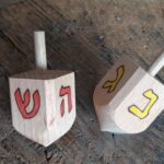 Wooden Toy for Play hanukkah Dreidel game.