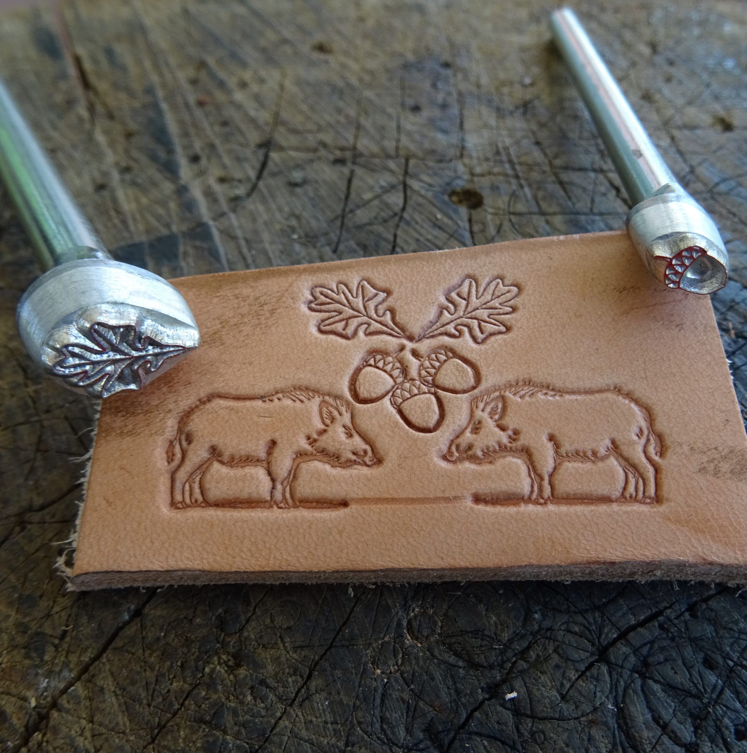 Oak Leaf and Acorn - 2 leather stamps
