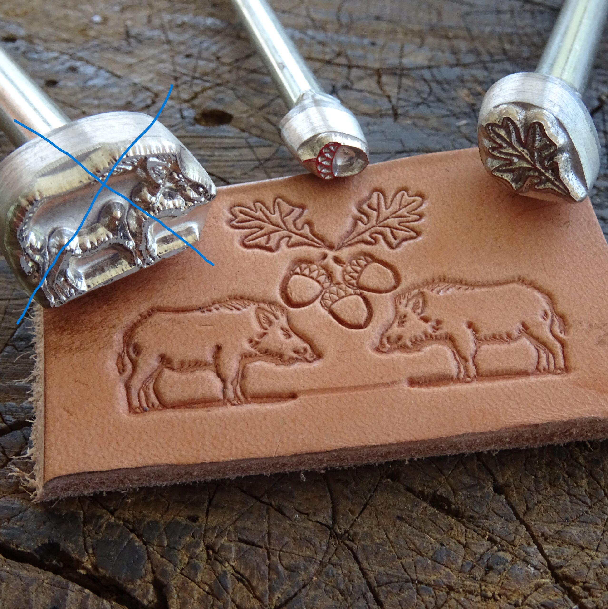 Oak Leaf and Acorn - 2 leather stamps